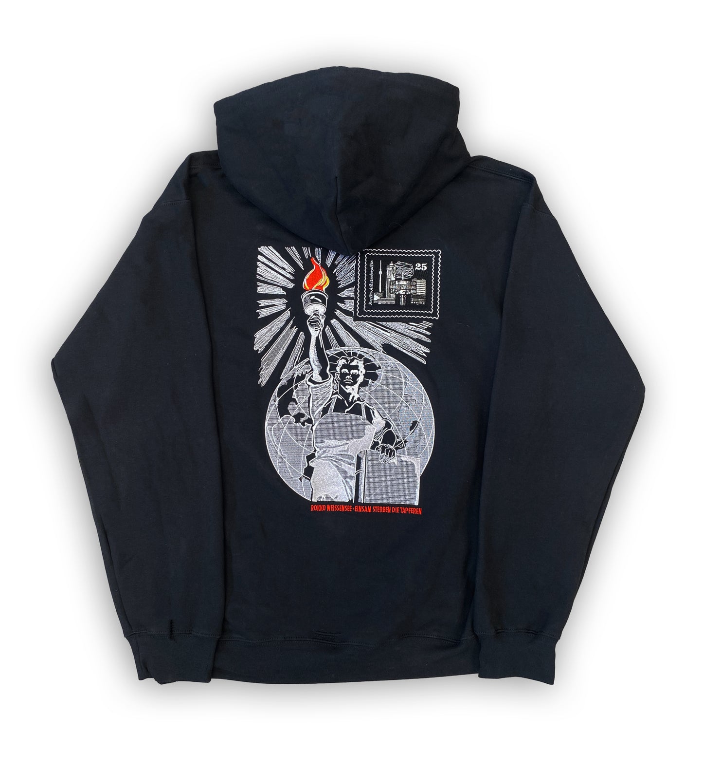 Rokko Weissensee - "Einsam sterben die Tapferen" Stick Hoodie (black/white)